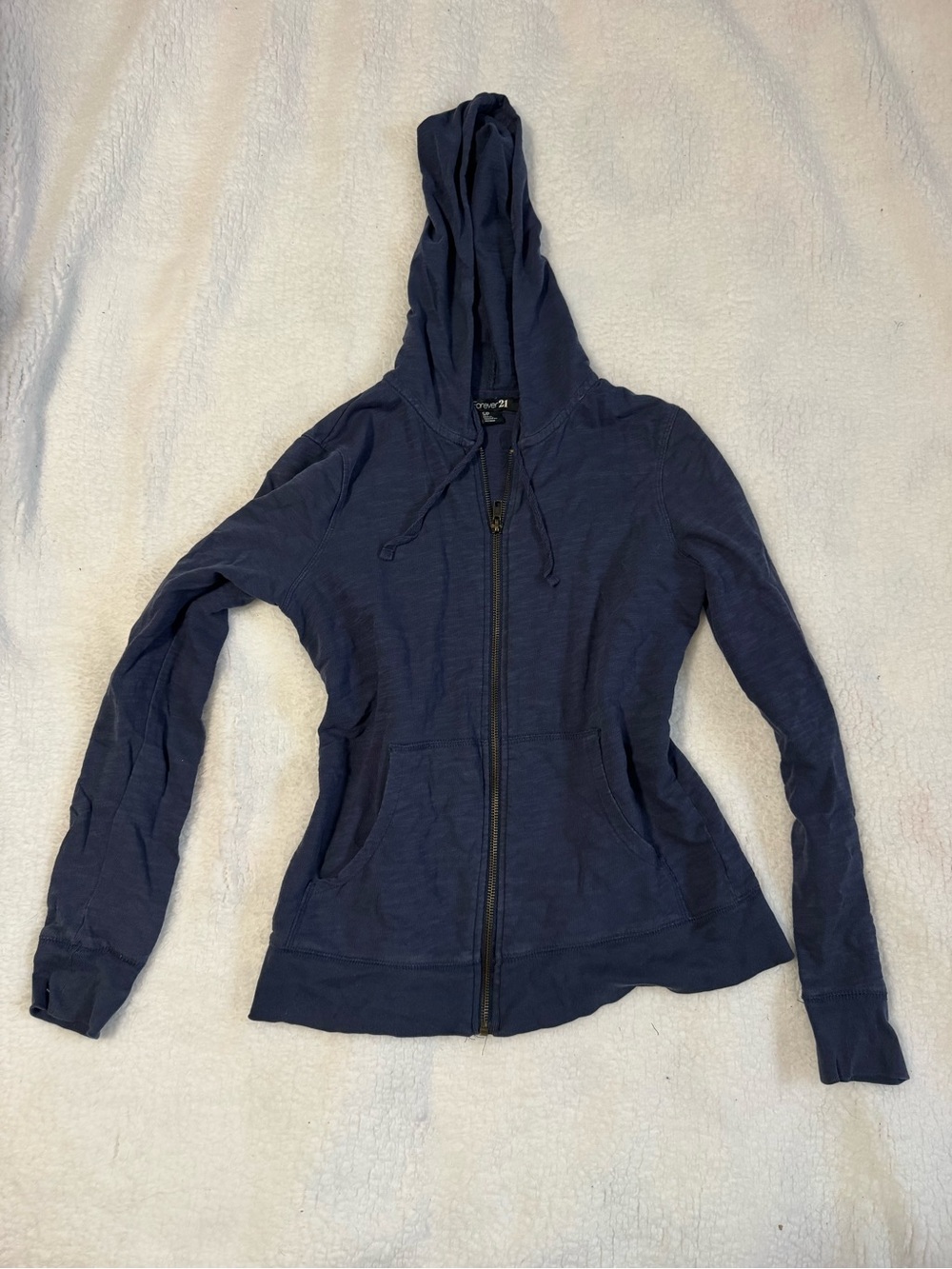 Forever 21 Navy Zip Front Hoodie